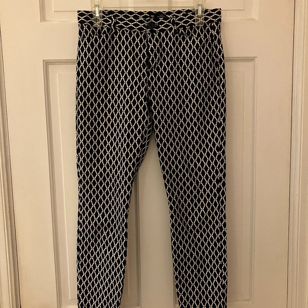 Gap Slim City Navy/White Patterned Pants - Size 4